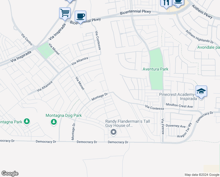 map of restaurants, bars, coffee shops, grocery stores, and more near 2678 Skylark Trail Street in Henderson