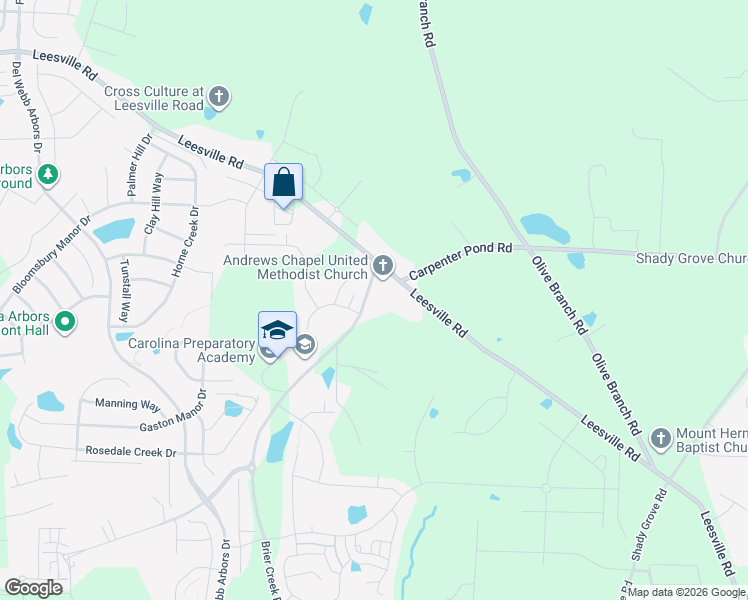 map of restaurants, bars, coffee shops, grocery stores, and more near 119 Andrews Chapel Road in Durham