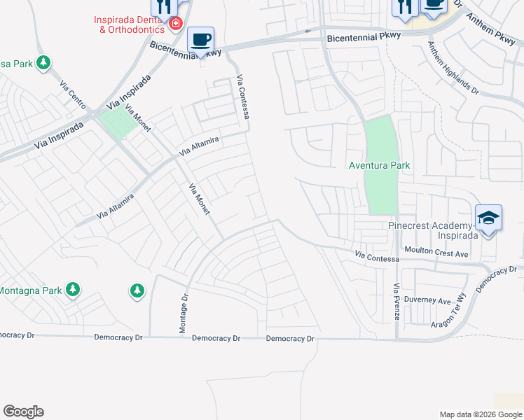 map of restaurants, bars, coffee shops, grocery stores, and more near 2673 Skylark Trail Street in Henderson