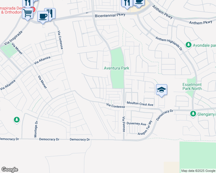 map of restaurants, bars, coffee shops, grocery stores, and more near 3056 Savella Avenue in Henderson