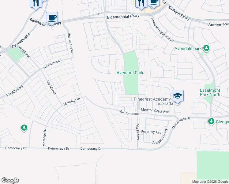 map of restaurants, bars, coffee shops, grocery stores, and more near 2646 Ornate Regiment Street in Henderson
