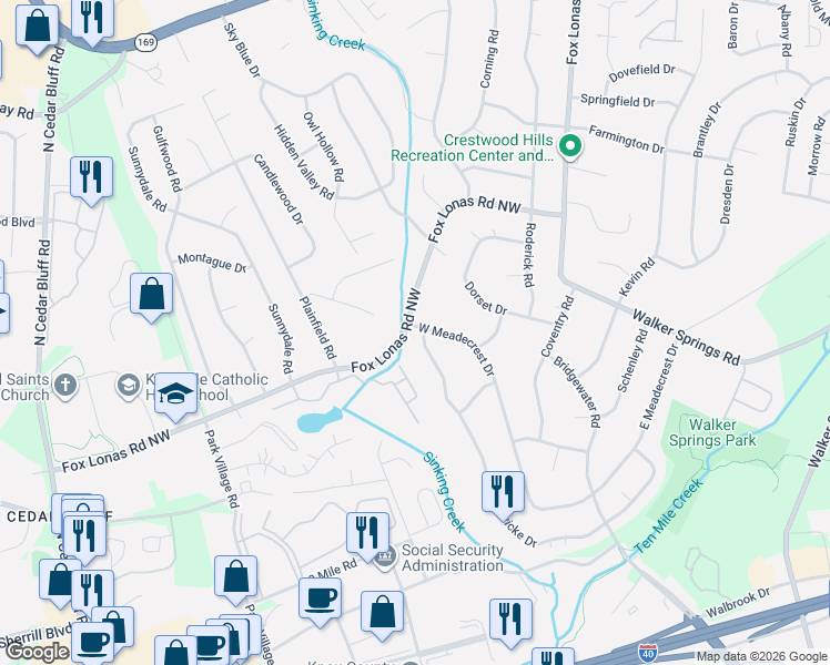 map of restaurants, bars, coffee shops, grocery stores, and more near 737 Hardwicke Drive in Knoxville