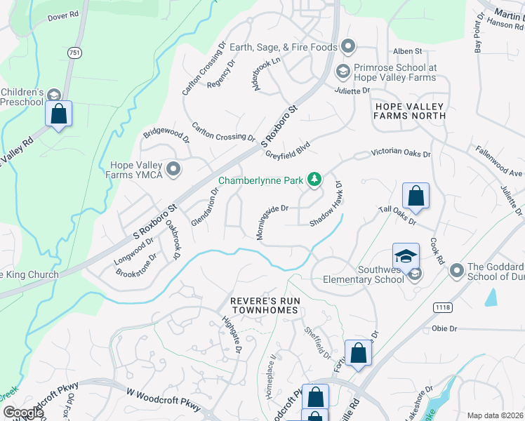 map of restaurants, bars, coffee shops, grocery stores, and more near 226 Morningside Drive in Durham
