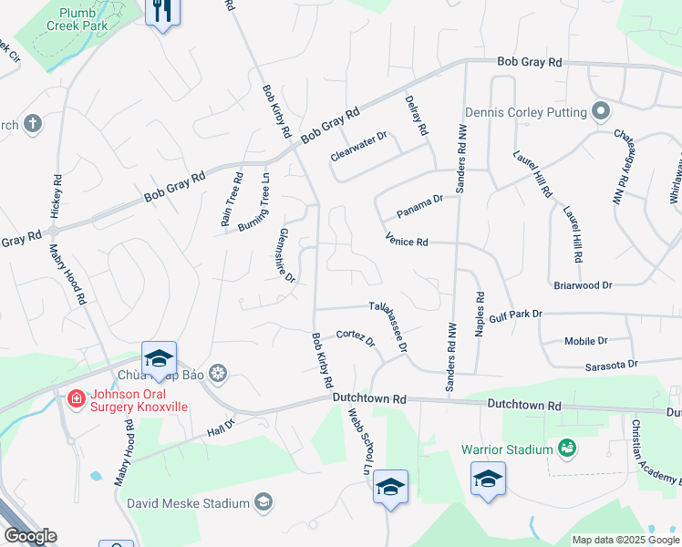 map of restaurants, bars, coffee shops, grocery stores, and more near 1041 Edenbridge Way in Knoxville