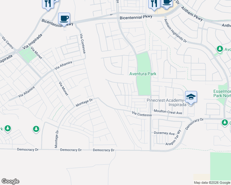 map of restaurants, bars, coffee shops, grocery stores, and more near 2646 Cooper Gallery Street in Henderson