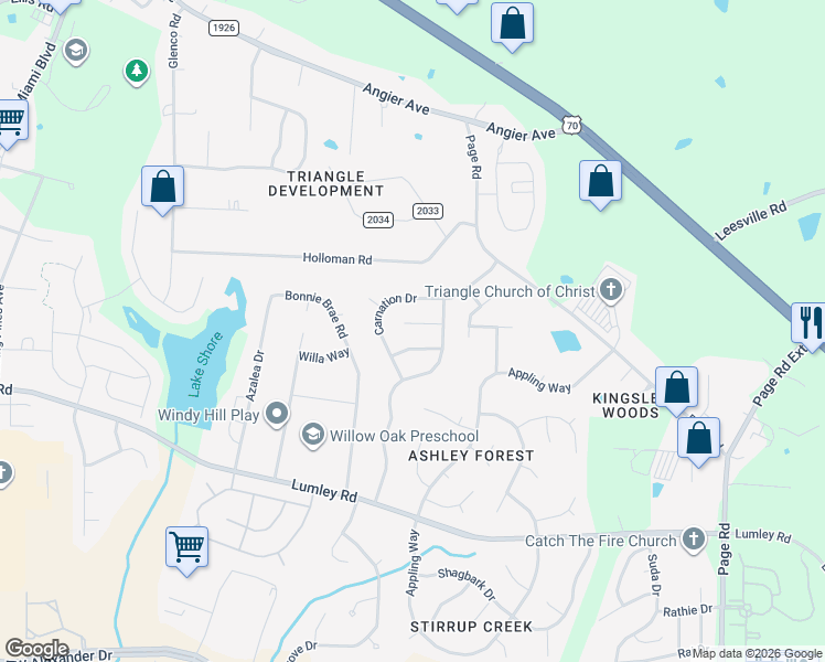 map of restaurants, bars, coffee shops, grocery stores, and more near 9 Laurel Leaf Court in Durham
