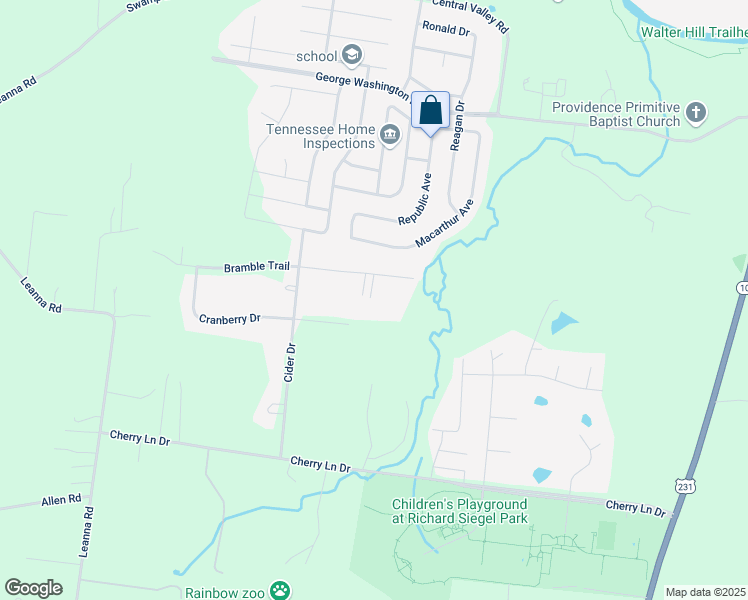 map of restaurants, bars, coffee shops, grocery stores, and more near 985 Bramble Trail in Murfreesboro