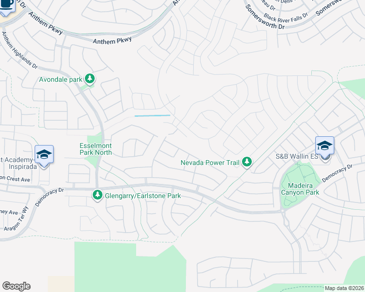 map of restaurants, bars, coffee shops, grocery stores, and more near 2660 Kinghorn Place in Henderson