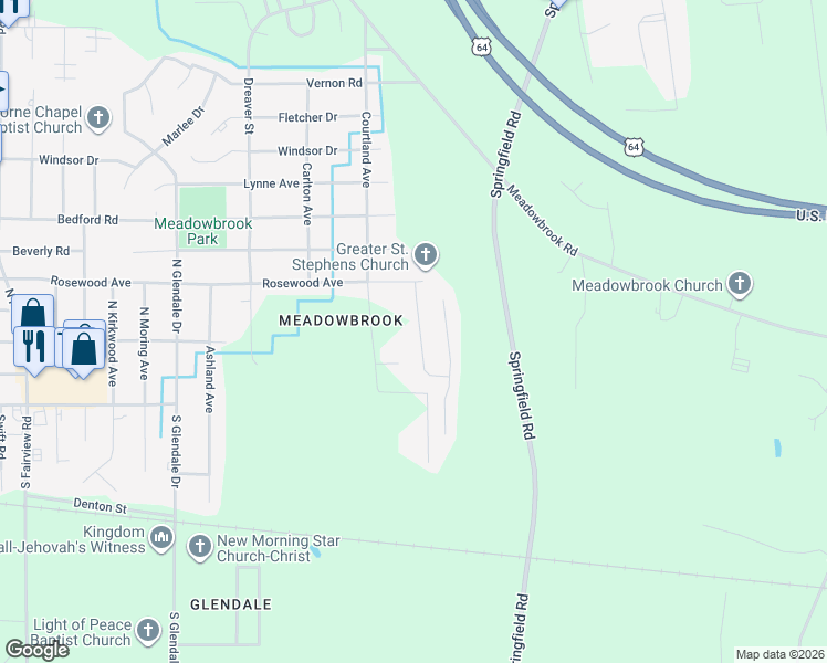 map of restaurants, bars, coffee shops, grocery stores, and more near 328 Eastfield Drive in Rocky Mount