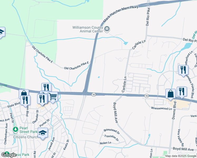 map of restaurants, bars, coffee shops, grocery stores, and more near 1015 Generations Way in Franklin