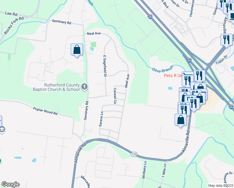 map of restaurants, bars, coffee shops, grocery stores, and more near 809 Avatar Court in Smyrna