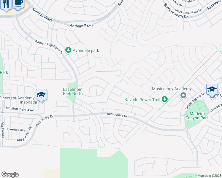 map of restaurants, bars, coffee shops, grocery stores, and more near 2525 Lockerbie Street in Henderson