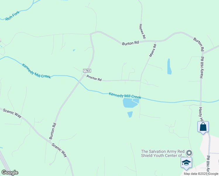 map of restaurants, bars, coffee shops, grocery stores, and more near Proctor Road in Davidson County