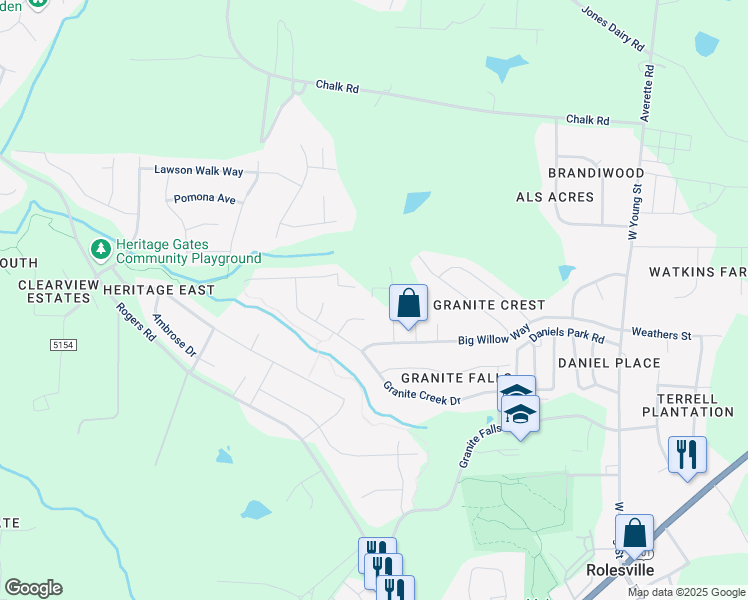 map of restaurants, bars, coffee shops, grocery stores, and more near 1037 Smoke Willow Way in Rolesville