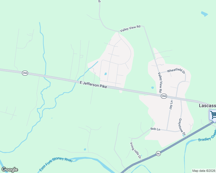 map of restaurants, bars, coffee shops, grocery stores, and more near 3740 East Jefferson Pike in Lascassas