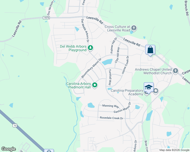 map of restaurants, bars, coffee shops, grocery stores, and more near 120 Virginia Crest Way in Durham