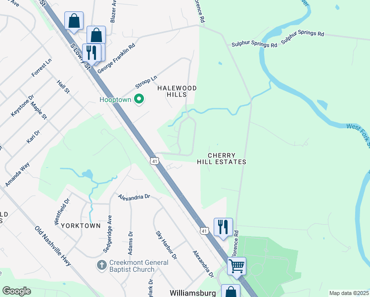 map of restaurants, bars, coffee shops, grocery stores, and more near 5131 Colonial Circle in Murfreesboro
