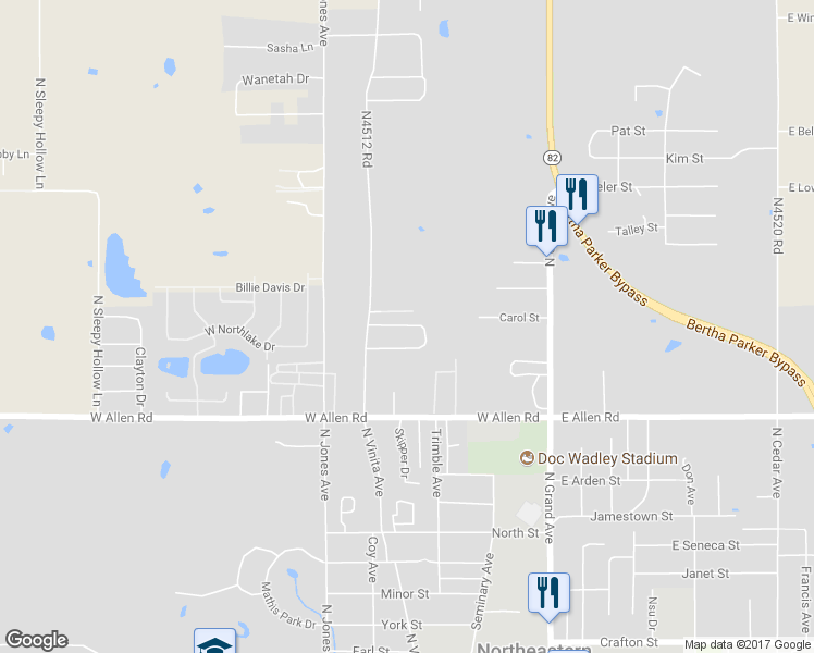 map of restaurants, bars, coffee shops, grocery stores, and more near 234 Northside Court in Tahlequah
