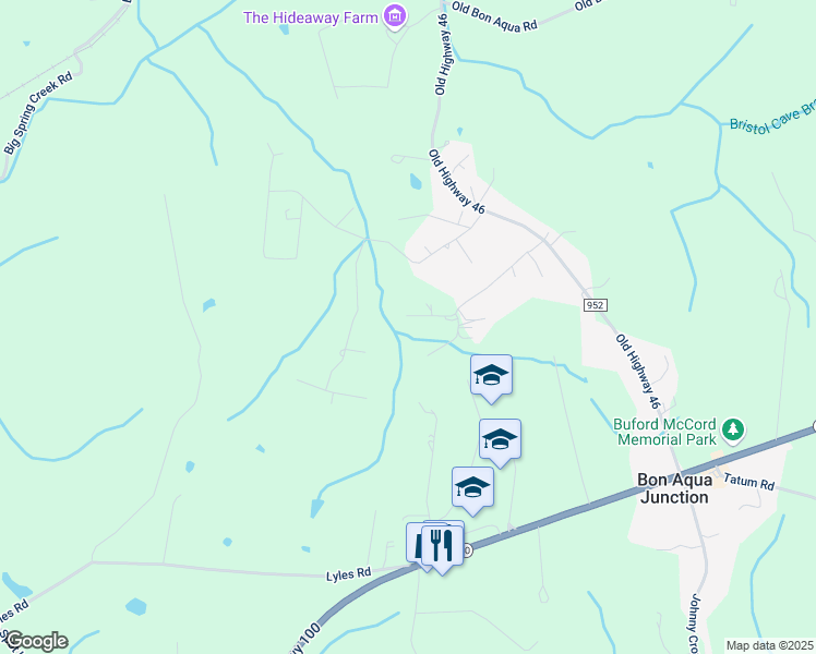map of restaurants, bars, coffee shops, grocery stores, and more near 11381 Potts Hollow Road in Lyles