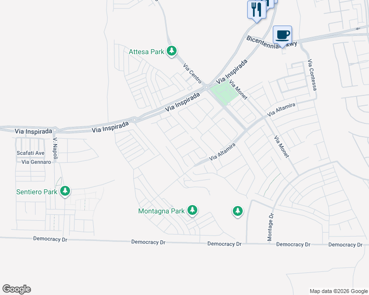 map of restaurants, bars, coffee shops, grocery stores, and more near 3499 Brezine Avenue in Henderson