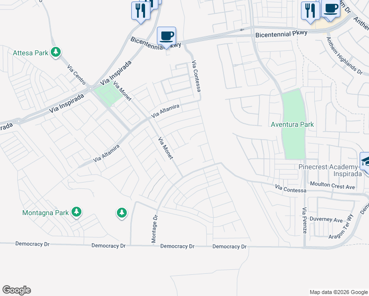 map of restaurants, bars, coffee shops, grocery stores, and more near Unnamed Rd in Henderson