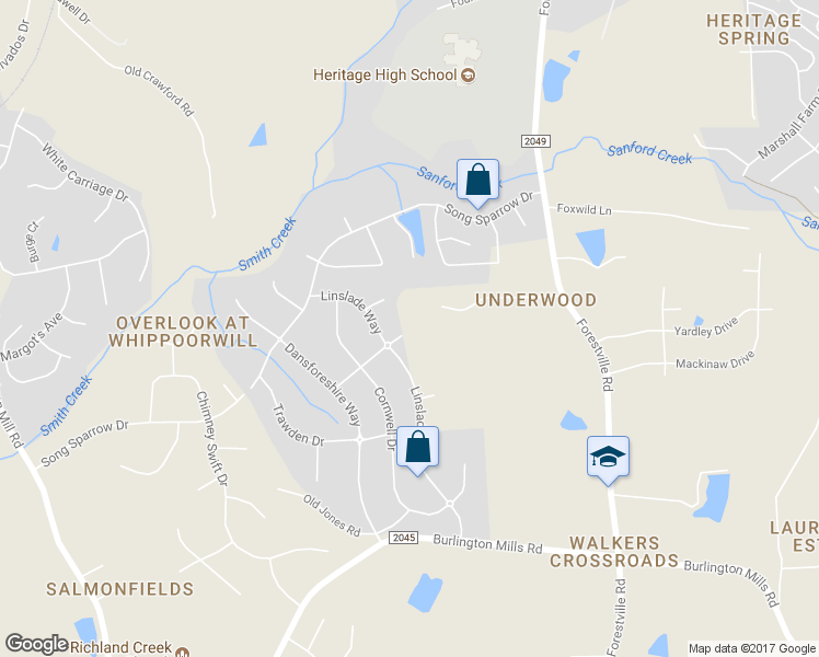 map of restaurants, bars, coffee shops, grocery stores, and more near 3713 Tansley Street in Wake Forest