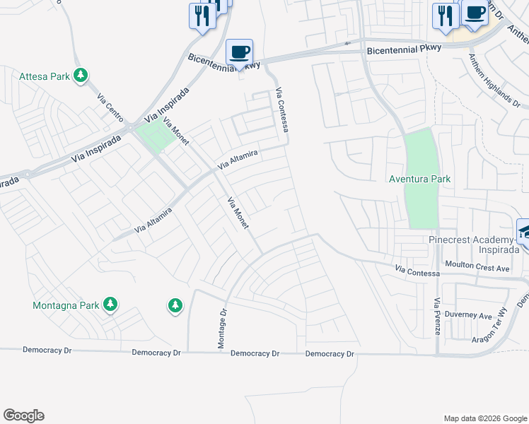 map of restaurants, bars, coffee shops, grocery stores, and more near Unnamed Rd in Henderson