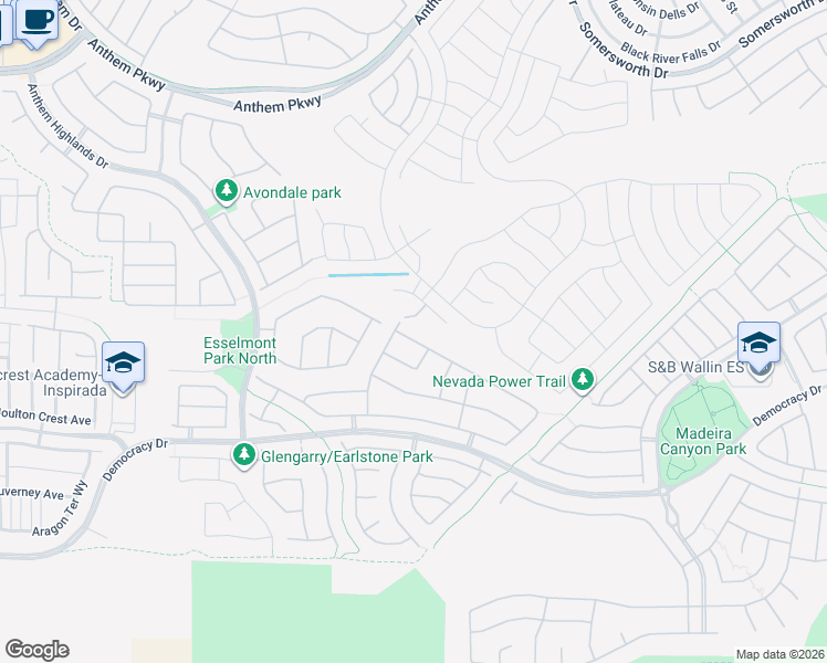 map of restaurants, bars, coffee shops, grocery stores, and more near 2690 Kinghorn Place in Henderson