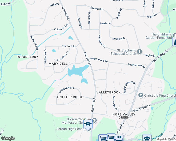 map of restaurants, bars, coffee shops, grocery stores, and more near 4006 Wynford Place in Durham