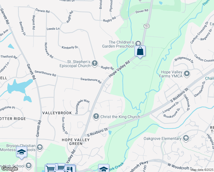 map of restaurants, bars, coffee shops, grocery stores, and more near 102 Carved Oak Drive in Durham