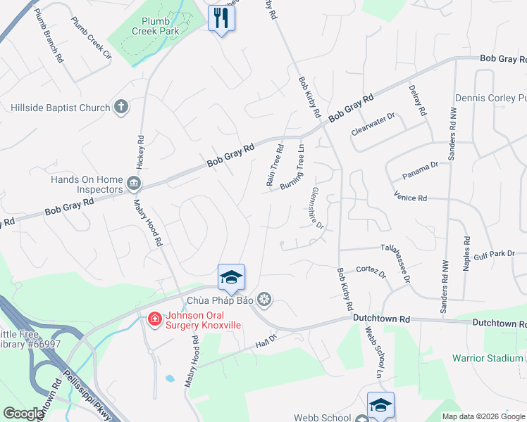 map of restaurants, bars, coffee shops, grocery stores, and more near in Knoxville