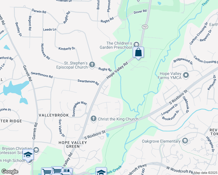 map of restaurants, bars, coffee shops, grocery stores, and more near 805 Carved Oak Drive in Durham