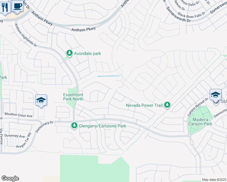 map of restaurants, bars, coffee shops, grocery stores, and more near 2513 Lockerbie Street in Henderson