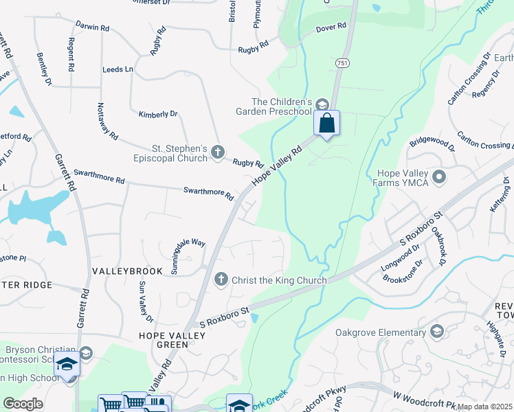 map of restaurants, bars, coffee shops, grocery stores, and more near 805 Carved Oak Drive in Durham