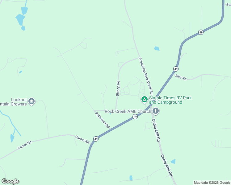 map of restaurants, bars, coffee shops, grocery stores, and more near 6300-6624 Bishop Rd in Alamance