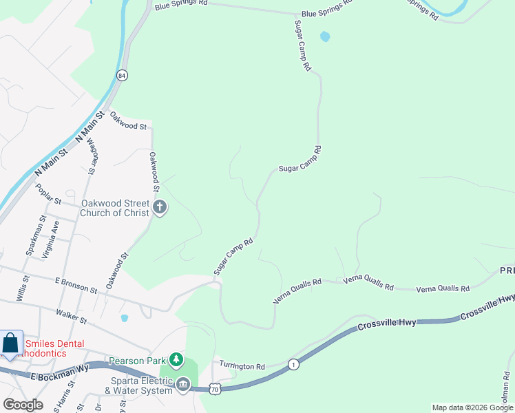 map of restaurants, bars, coffee shops, grocery stores, and more near 422 Sugar Camp Road in Sparta