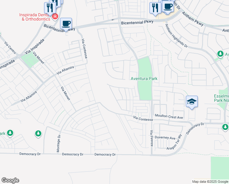map of restaurants, bars, coffee shops, grocery stores, and more near 2626 Cooper Gallery Street in Henderson