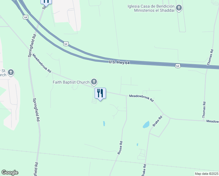 map of restaurants, bars, coffee shops, grocery stores, and more near 2800 Meadowbrook Road in Rocky Mount