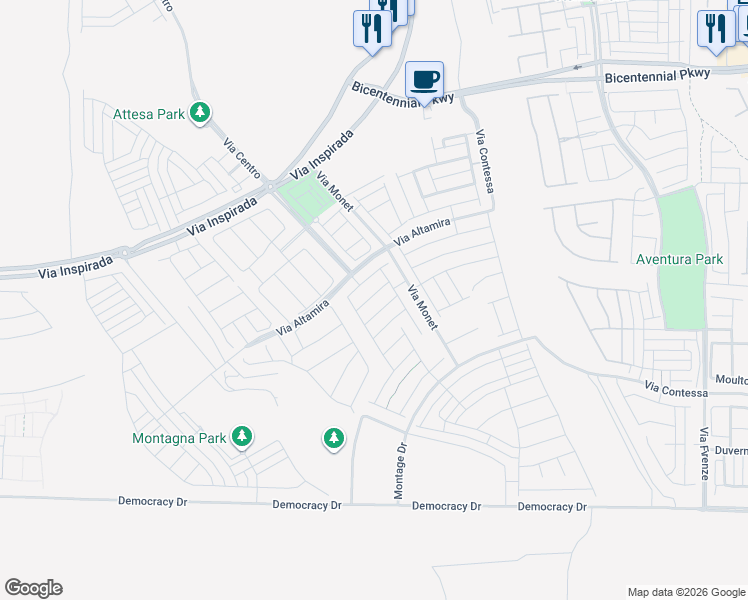 map of restaurants, bars, coffee shops, grocery stores, and more near 3345 Solento Lane in Henderson