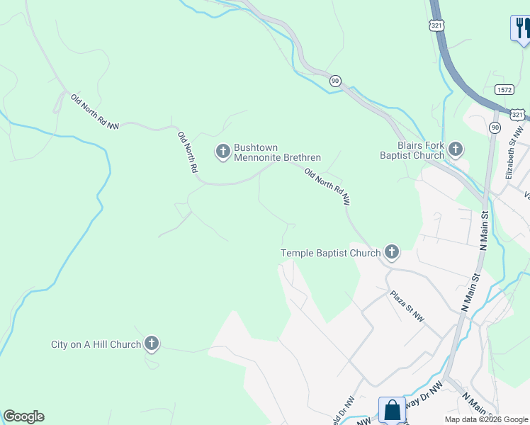 map of restaurants, bars, coffee shops, grocery stores, and more near 1765 Laura Ln in Lenoir