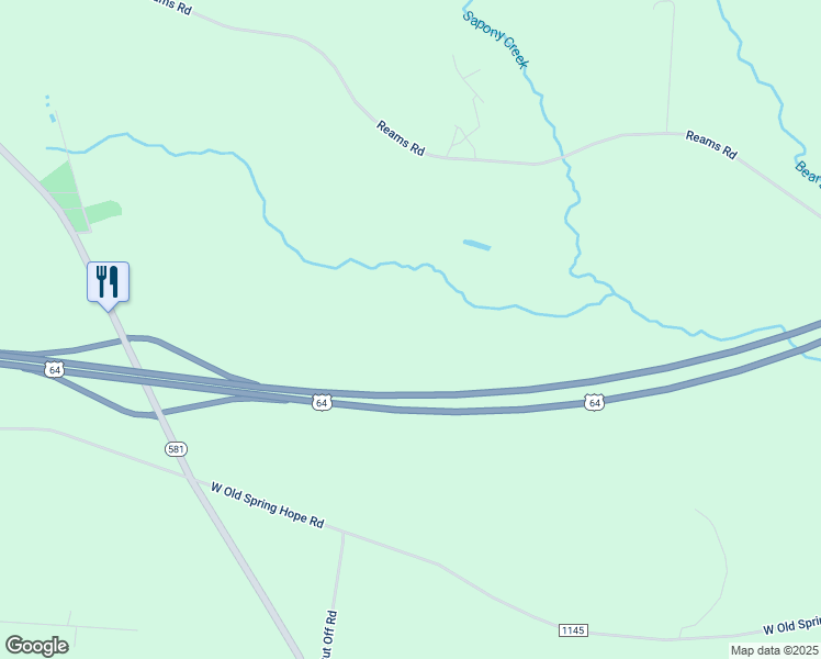 map of restaurants, bars, coffee shops, grocery stores, and more near Reams Road in Spring Hope