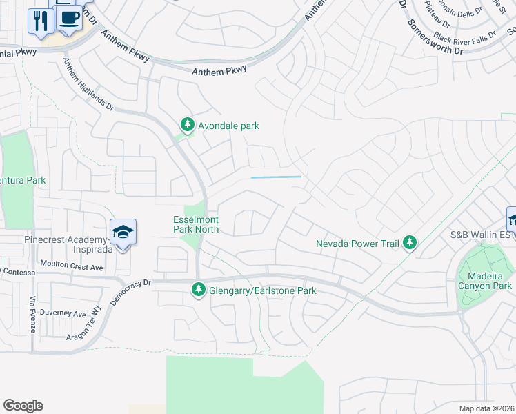 map of restaurants, bars, coffee shops, grocery stores, and more near 2752 Kilwinning Drive in Henderson