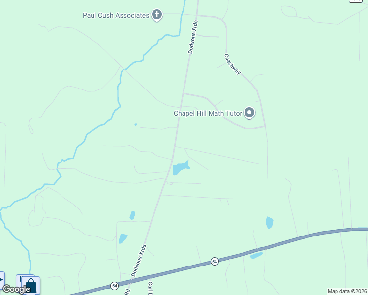 map of restaurants, bars, coffee shops, grocery stores, and more near 2610 Pussycat Lane in Chapel Hill