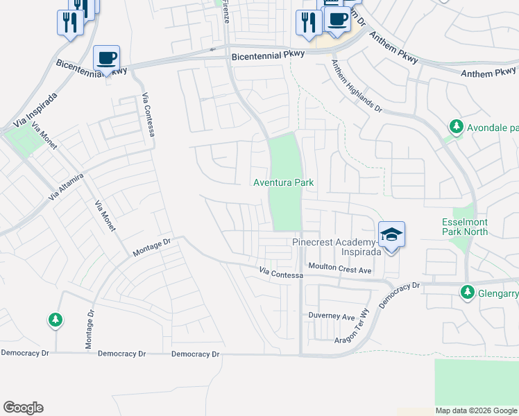 map of restaurants, bars, coffee shops, grocery stores, and more near 2646 Ornate Regiment Street in Henderson