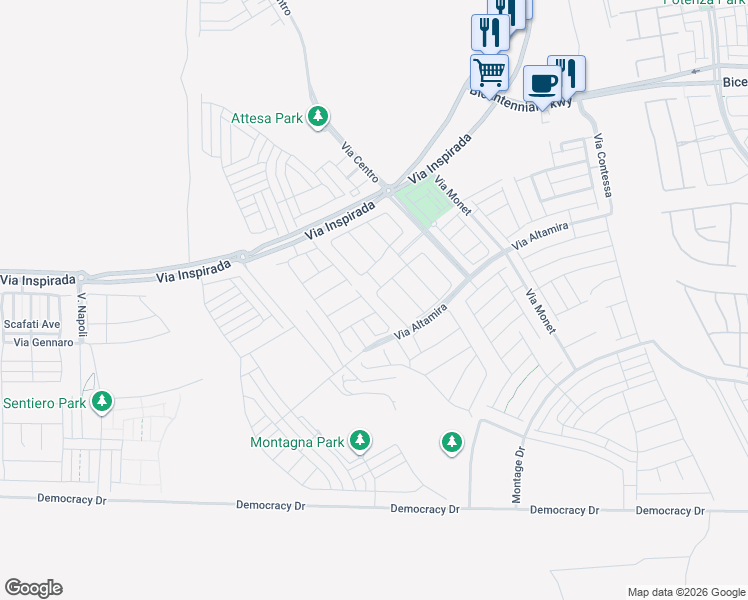 map of restaurants, bars, coffee shops, grocery stores, and more near 2619 Monte Cevedale Street in Henderson