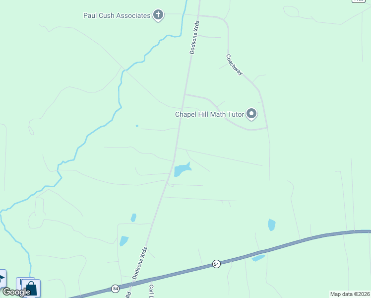 map of restaurants, bars, coffee shops, grocery stores, and more near 2610 Pussycat Lane in Chapel Hill