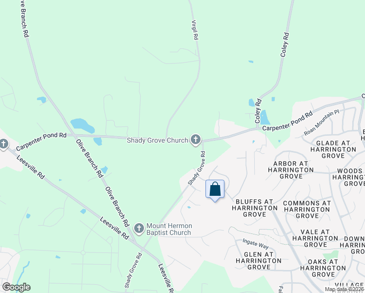map of restaurants, bars, coffee shops, grocery stores, and more near 3819 Carpenter Pond Road in Durham