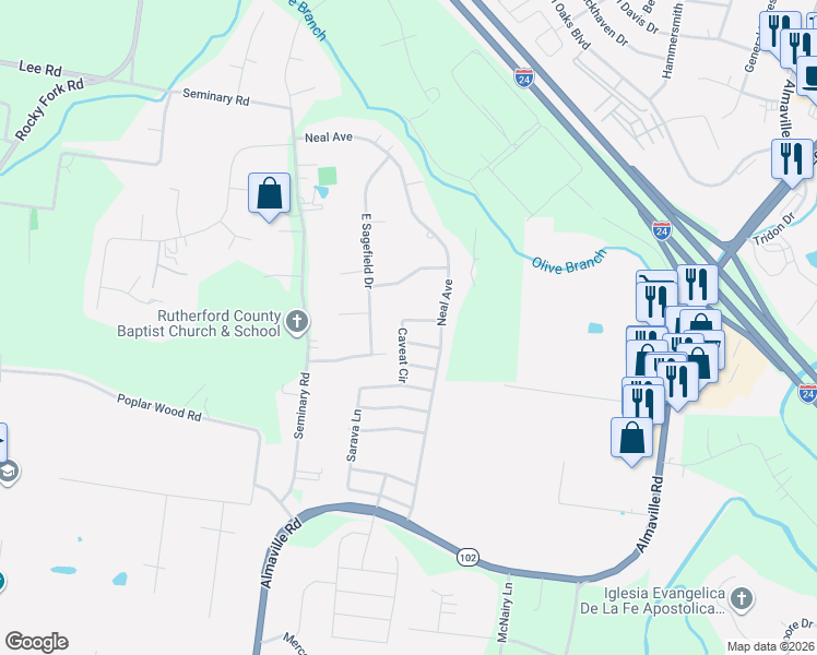 map of restaurants, bars, coffee shops, grocery stores, and more near 809 Avatar Court in Smyrna