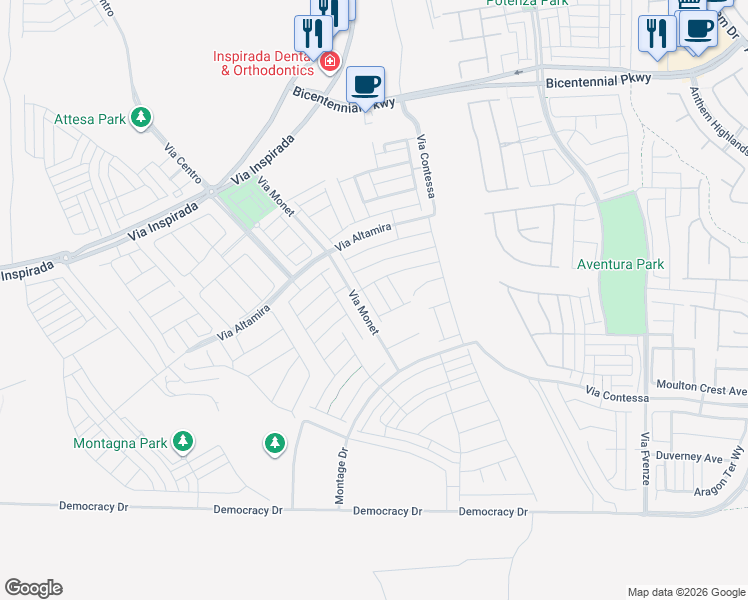 map of restaurants, bars, coffee shops, grocery stores, and more near 2662 Chance Canyon Street in Henderson