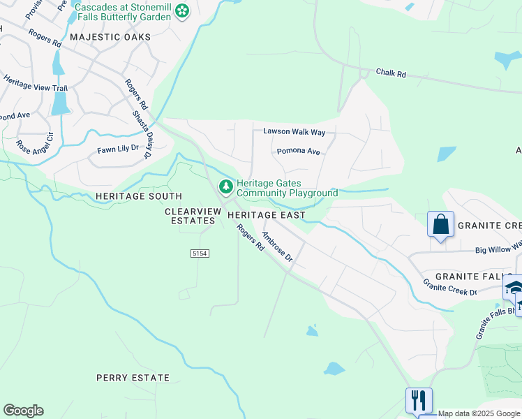 map of restaurants, bars, coffee shops, grocery stores, and more near 3108 Freeman Farm Way in Rolesville